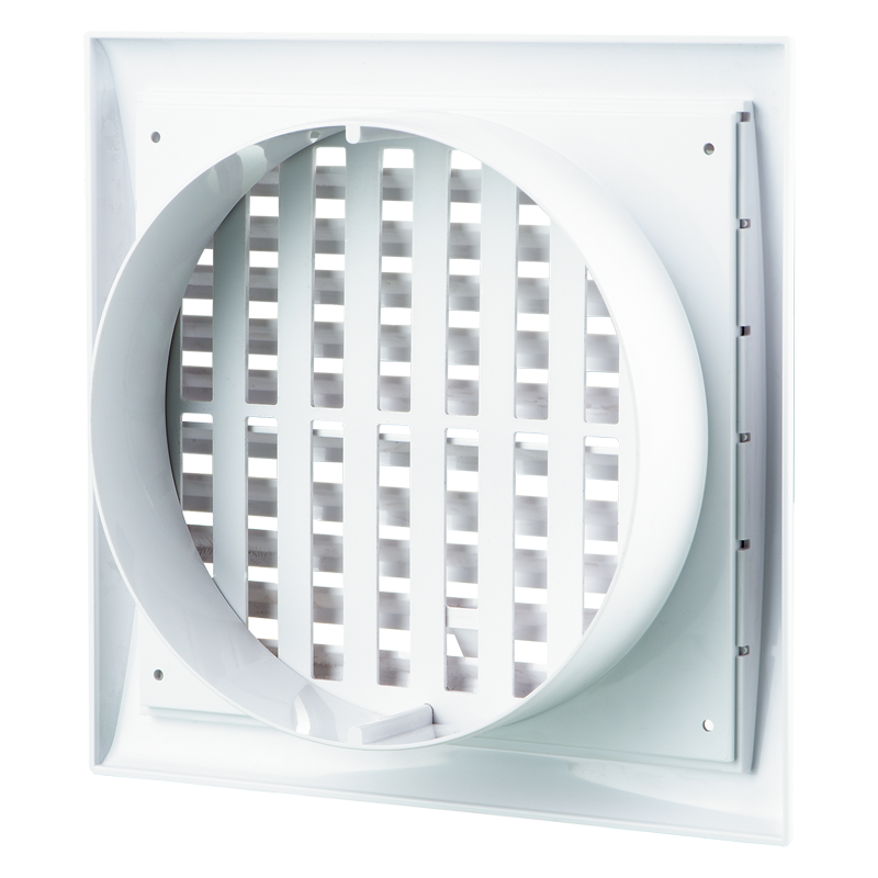 Vents MV 123 Rs - Two-piece plastic grilles with angled louvers, optional flange