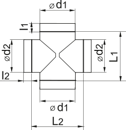 Vents Cross-tee 315/280 - Dimensions