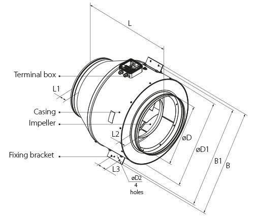 Vents VKM 400 EC - Dimensions