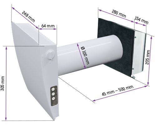 Vents TwinFresh Style Wi-Fi mini - Dimensions