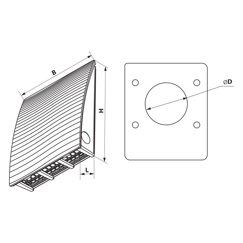 Vents EH-17 white 160 - Dimensions