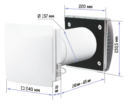 Vents TwinFresh Comfo RA1-50-5 V.3 - Dimensions