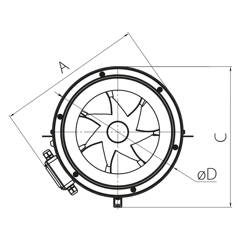 Vents Boost 355 (220V/60Hz) P - Dimensions
