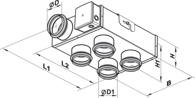 Vents VKP 100/100*4 mini X3 - Dimensions