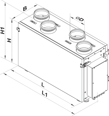 Vents VUE 300 V2 mini EC A14 - Dimensions