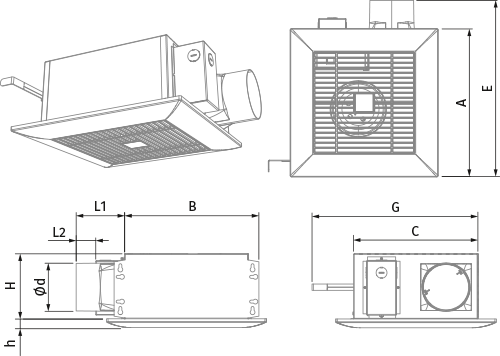 Vents CBF LP 110 DC TP - Dimensions