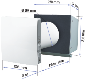 Vents TwinFresh Comfo RA1-25 - Dimensions