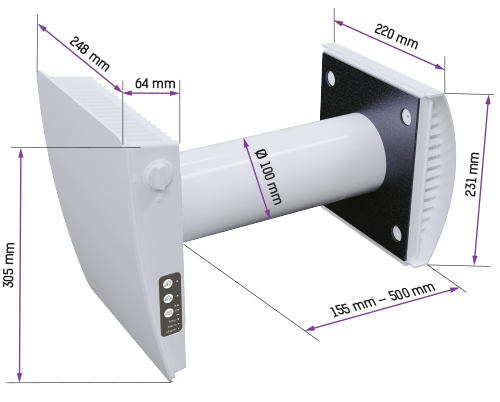 Vents TwinFresh Style Wi-Fi mini - Dimensions