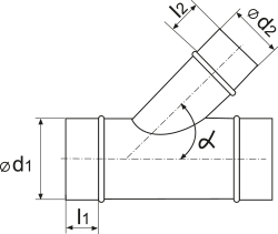 Vents Angular T-joint 900/160-45 - Dimensions