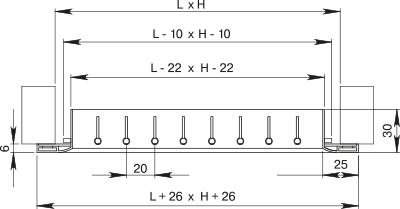 Vents ORG (ORV) 150x450 - Dimensions