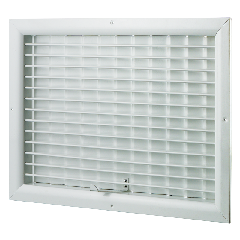 Vents ORG 300x300 R1 - Single-row ventilation grille with first row adjustable louvres and a built-in air flow regulator