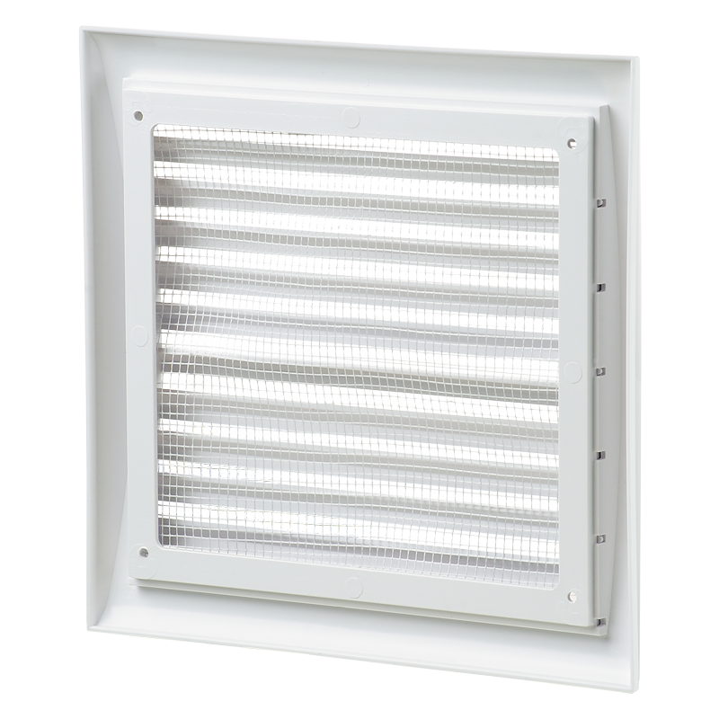Vents MV 123 Rs - Two-piece plastic grilles with angled louvers, optional flange