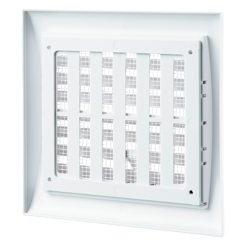 Vents MV 103 VR - Two-piece plastic grilles with angled louvers, optional flange