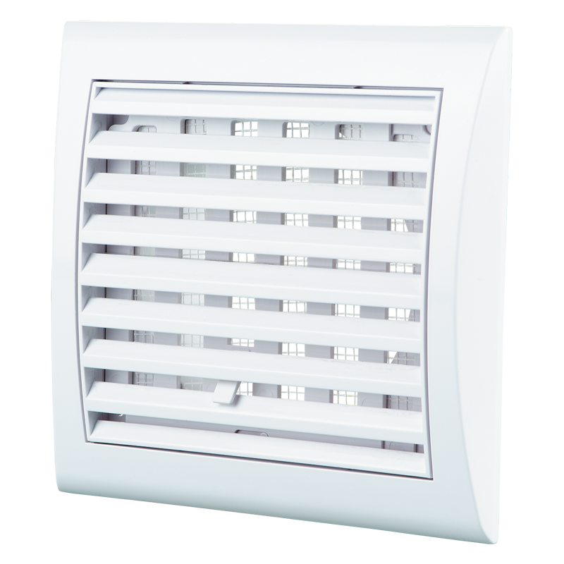 Vents MV 103 VR - Two-piece plastic grilles with angled louvers, optional flange