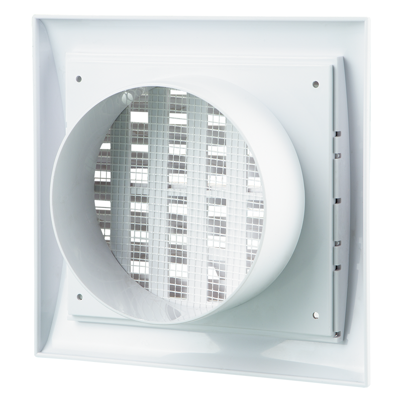 Vents MV 103 VR - Two-piece plastic grilles with angled louvers, optional flange