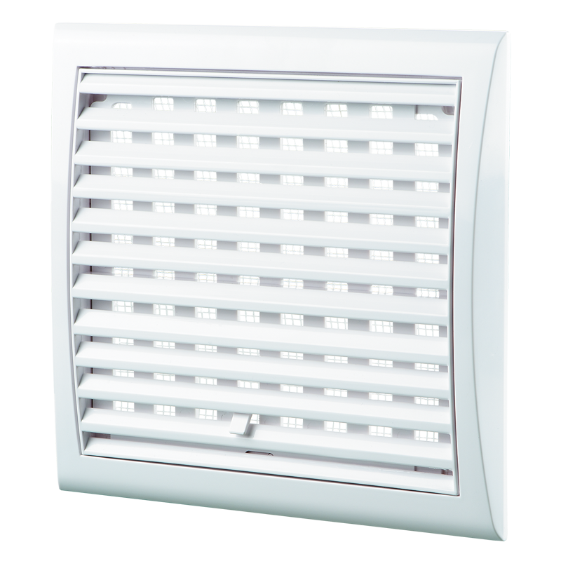 Vents MV 123 Rs - Two-piece plastic grilles with angled louvers, optional flange