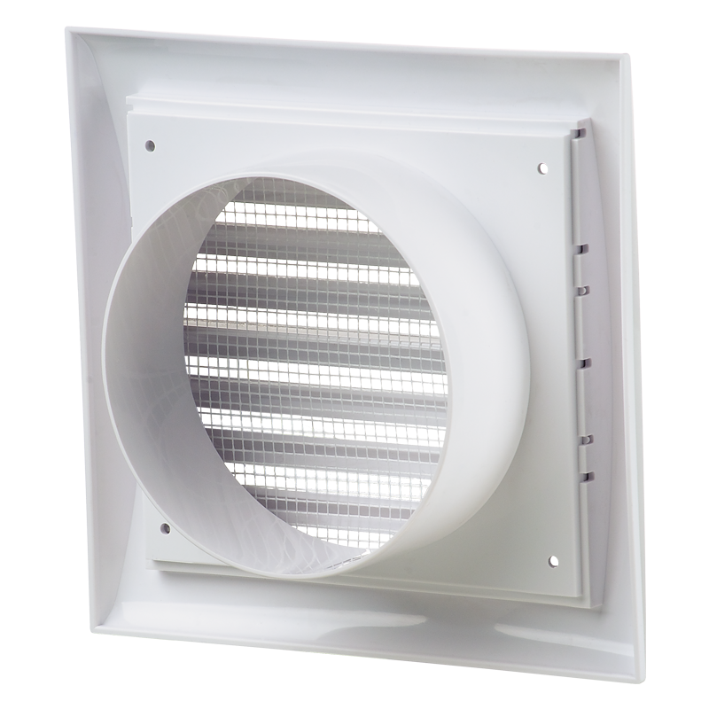 Vents MV 103 VR - Two-piece plastic grilles with angled louvers, optional flange