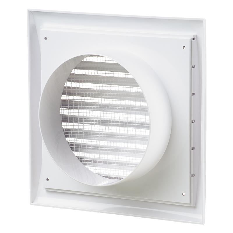 Vents MV 123 Rs - Two-piece plastic grilles with angled louvers, optional flange