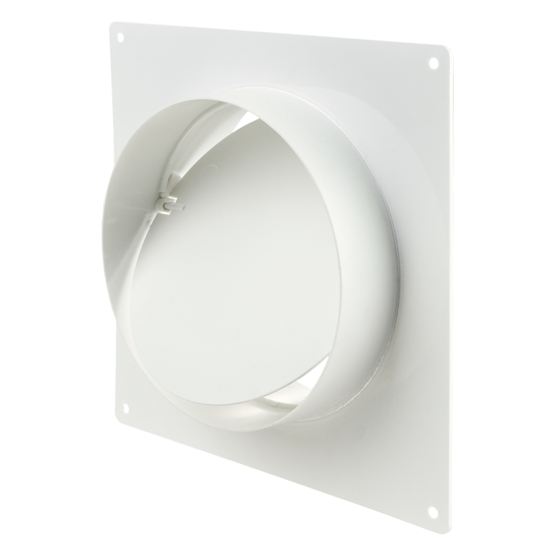 Series Vents Connector with backdraft damper and wall plate for round ducts - Flat duct - Plastic ductwork