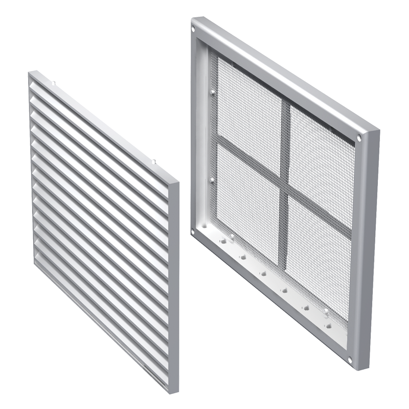 Vents MV 170 s - Two-piece plastic grilles with angled louvers, optional flange