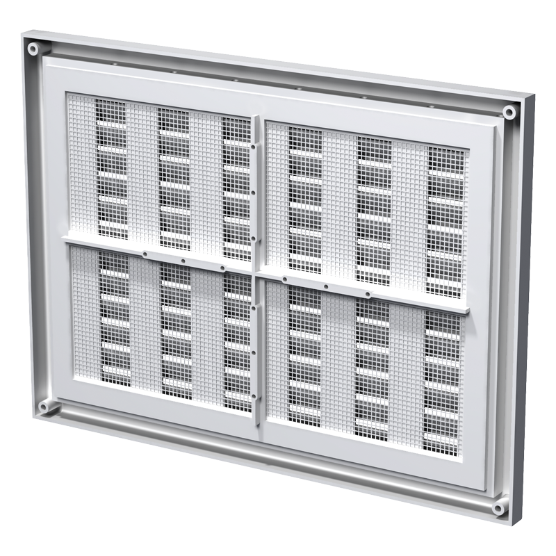 Vents MV 170 s - Two-piece plastic grilles with angled louvers, optional flange