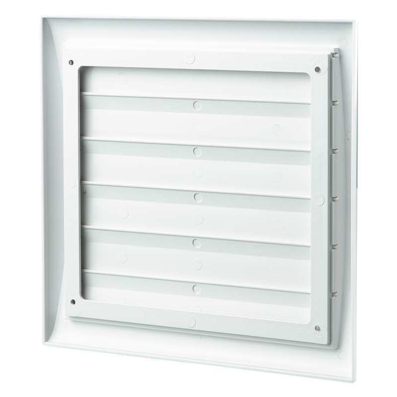 Vents MV 123 Rs - Two-piece plastic grilles with angled louvers, optional flange