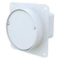 Flat duct - Plastic ductwork - Series Vents Round and flat channel connector with a wall plate and a back valve